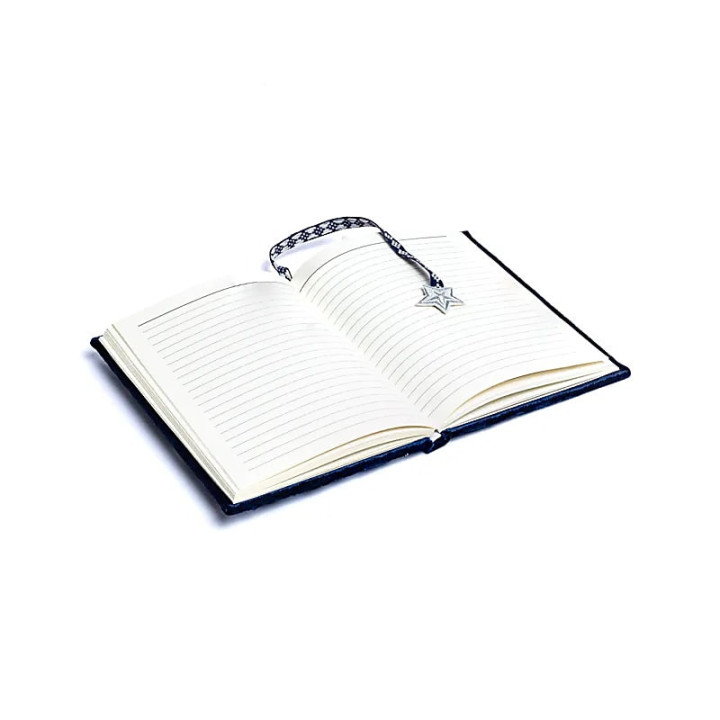 Carnet de notes velours bleu foncé avec lune et étoiles | Pieralune