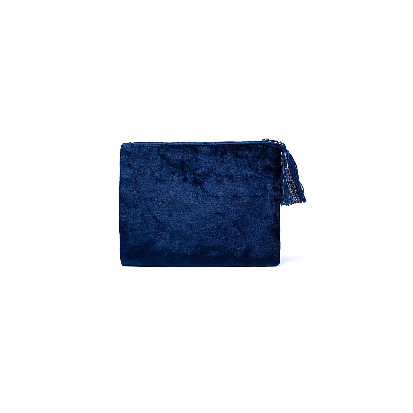 Pochette zippée en velours bleu foncé avec lune et étoiles | Pieralune