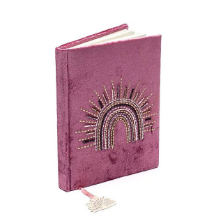 Carnet velours violet avec arc-en-ciel | Pieralune