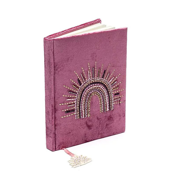 Carnet velours violet avec arc-en-ciel | Pieralune