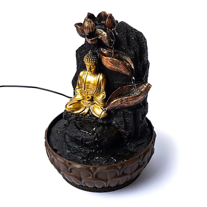 Fontaine à eau Lotus avec Bouddha méditant | Pieralune