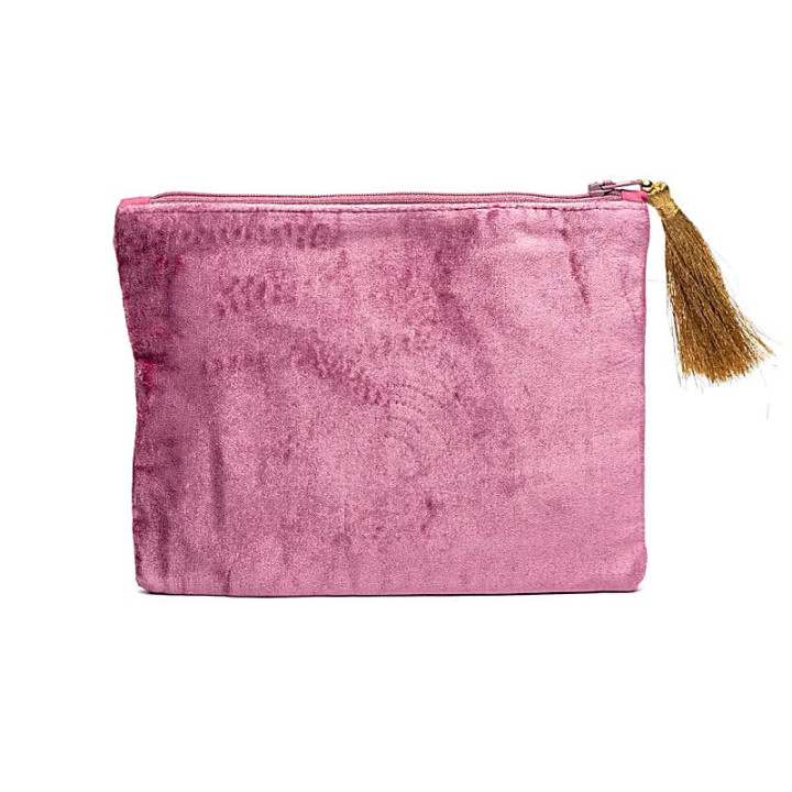 Pochette zippée en velours violet avec arc-en-ciel | Pieralune
