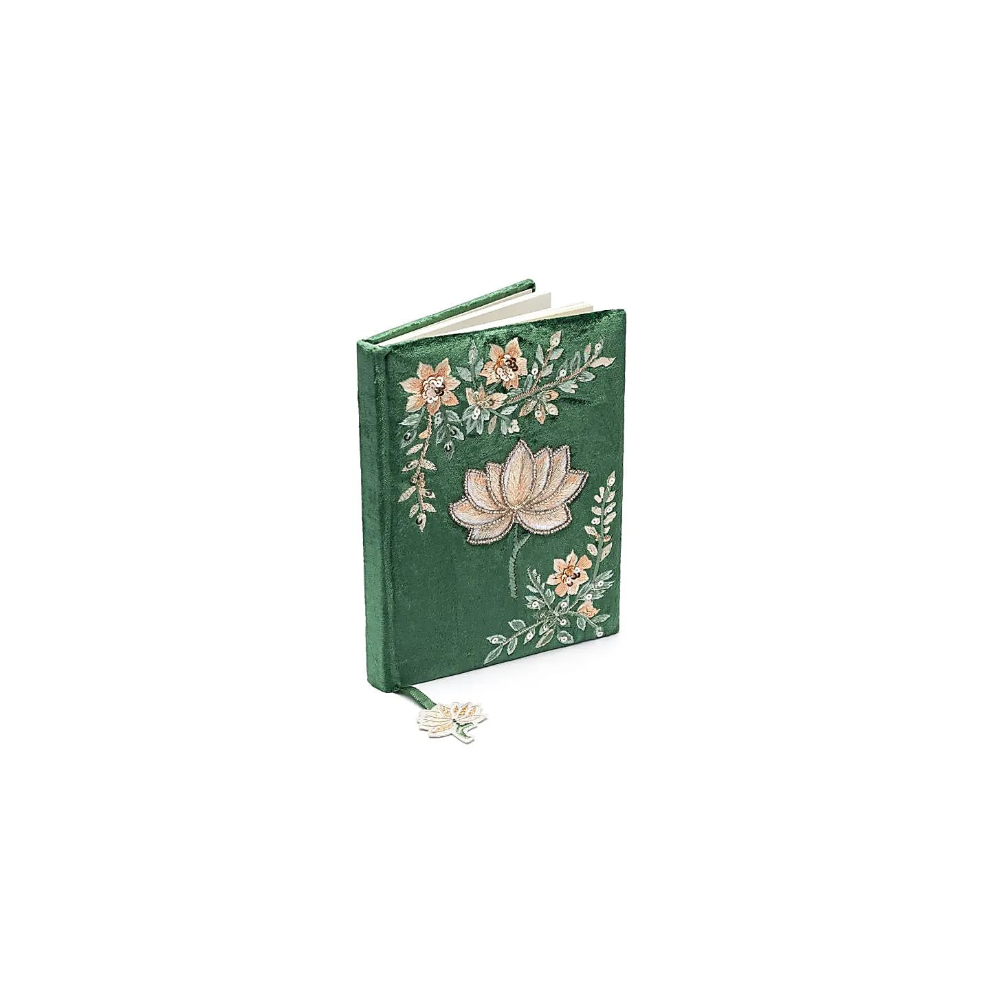 Carnet velours vert avec lotus | Pieralune