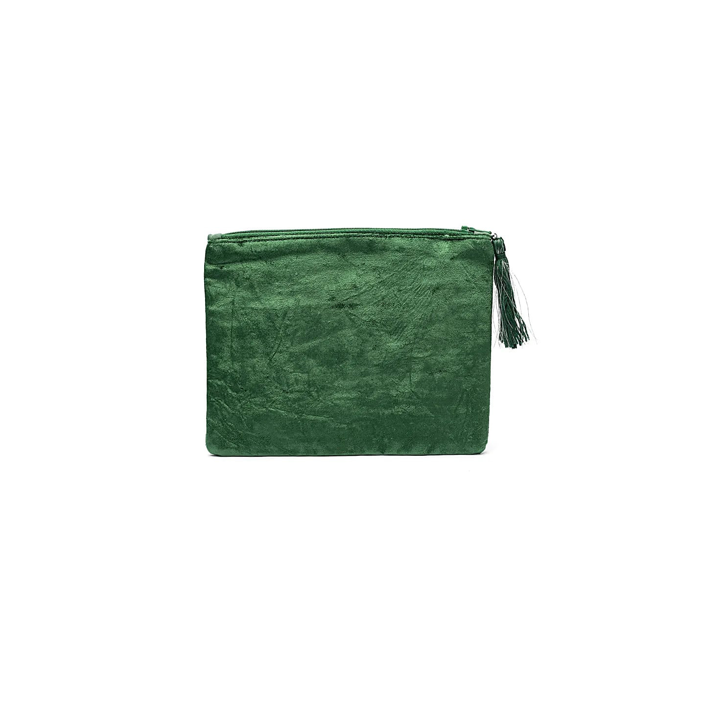 Pochette zippée en velours vert avec lotus | Pieralune