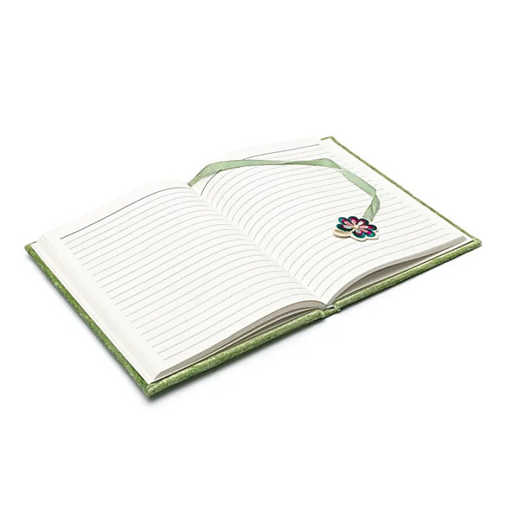 Carnet velours vert avec trèfle à quatre feuilles | Pieralune