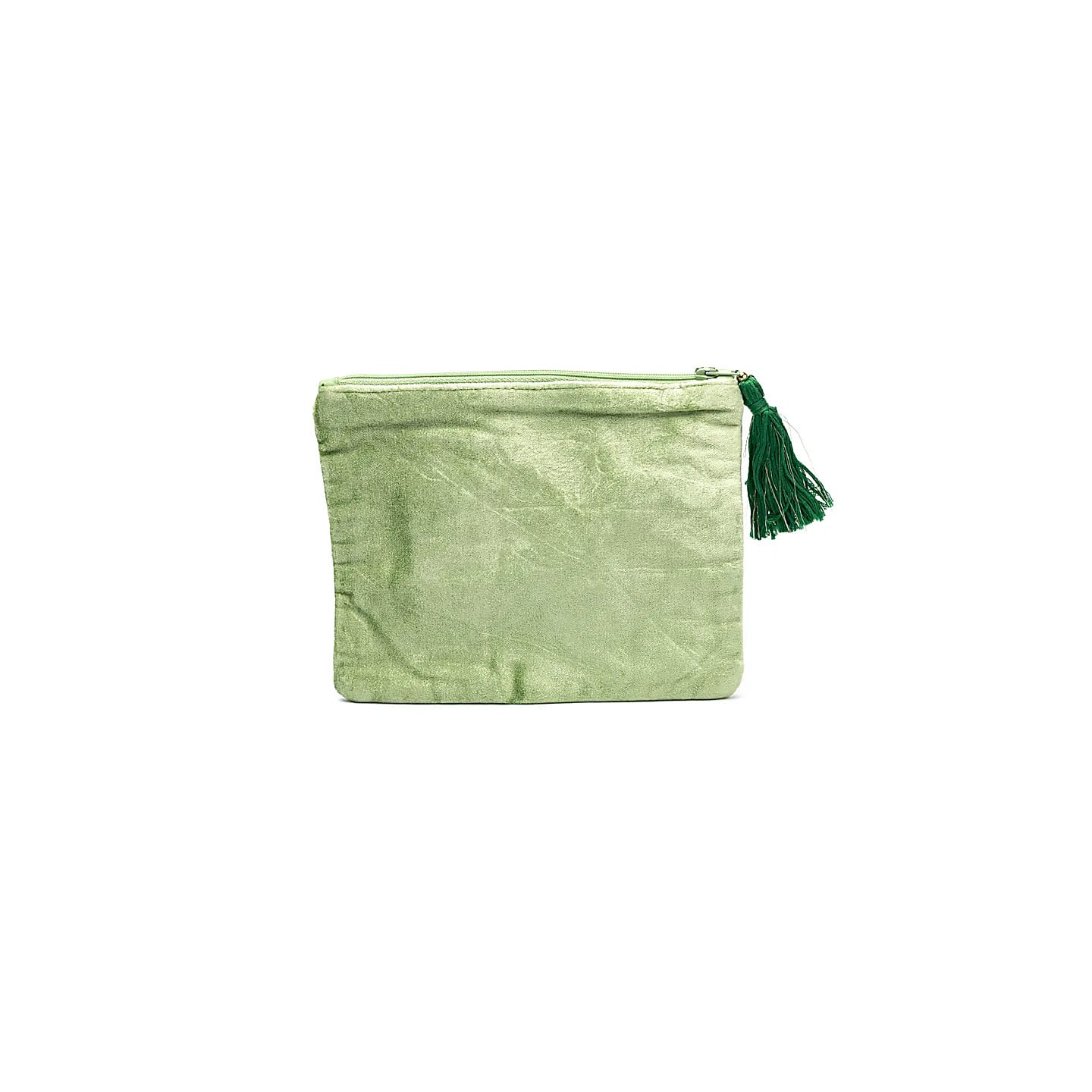 Pochette zippée en velours vert avec trèfle à quatre fe... | Pieralune