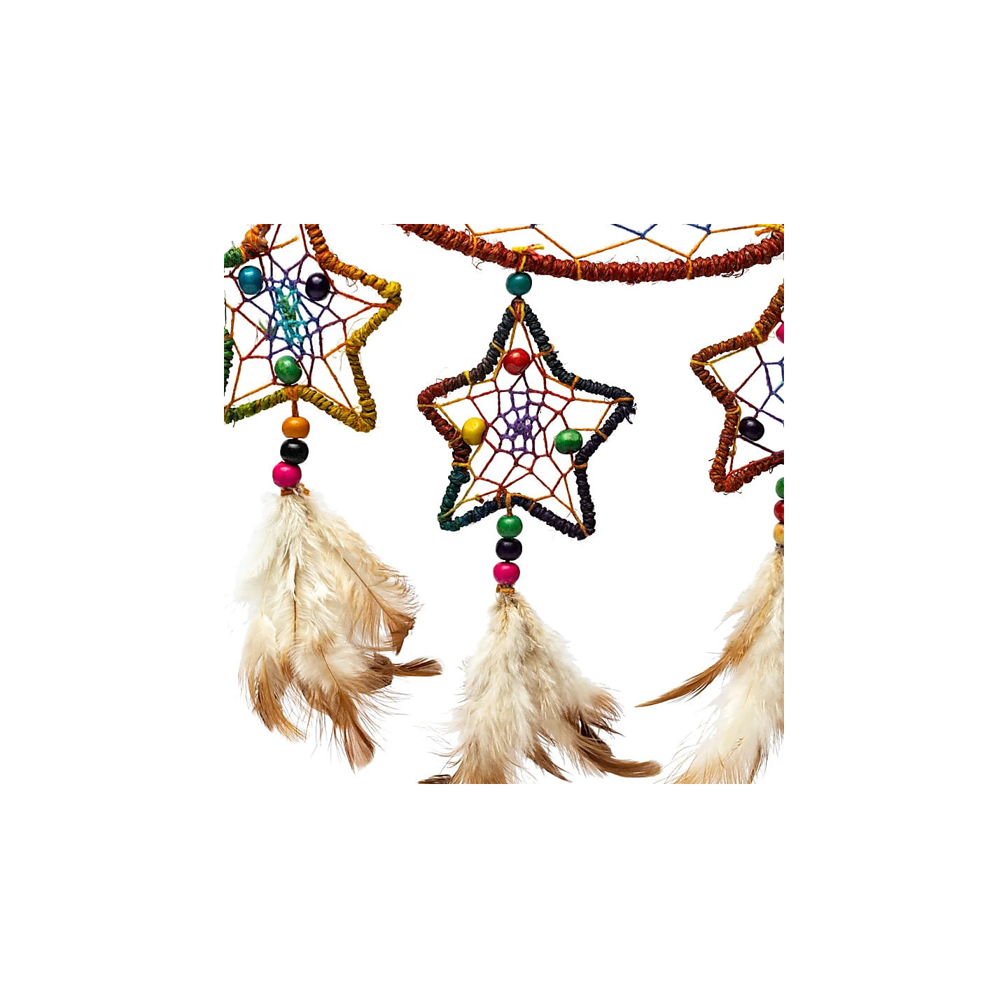 Attrape-rêves chanvre lune et étoiles multicolore | Pieralune