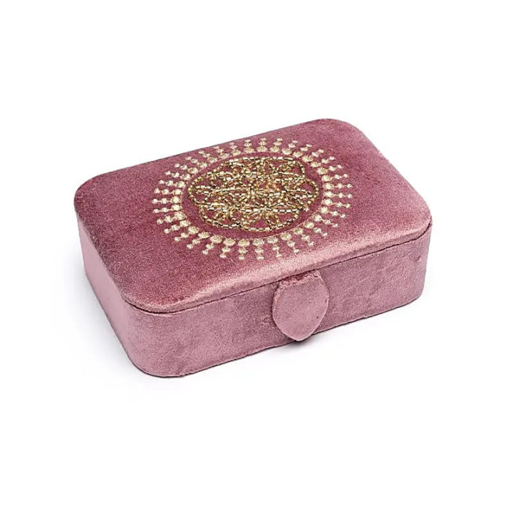 Coffret à bijoux / tarot velours vieux rose avec Fleur ... | Pieralune