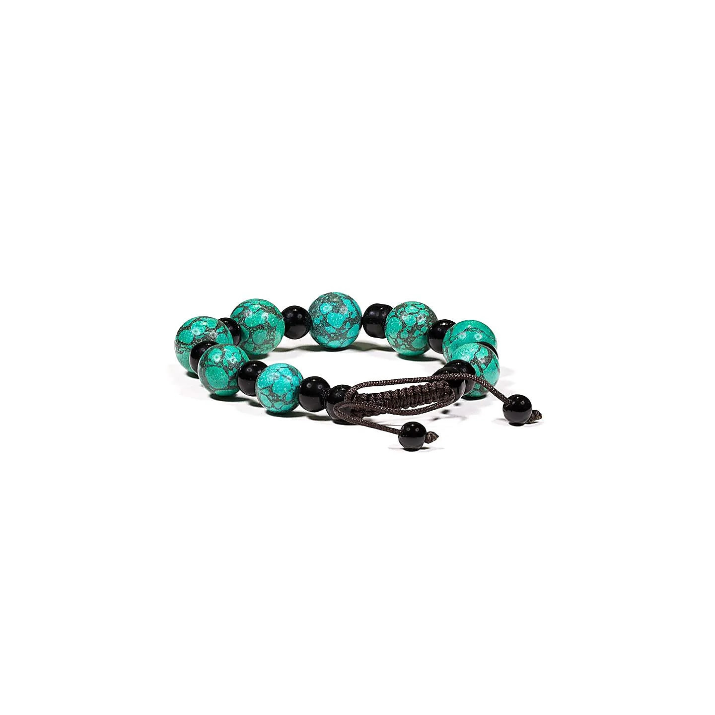 Bracelet turquoise et agate noir ajustable | Pieralune