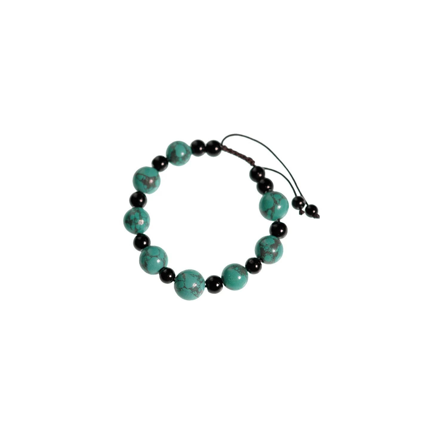 Bracelet turquoise et agate noir ajustable | Pieralune