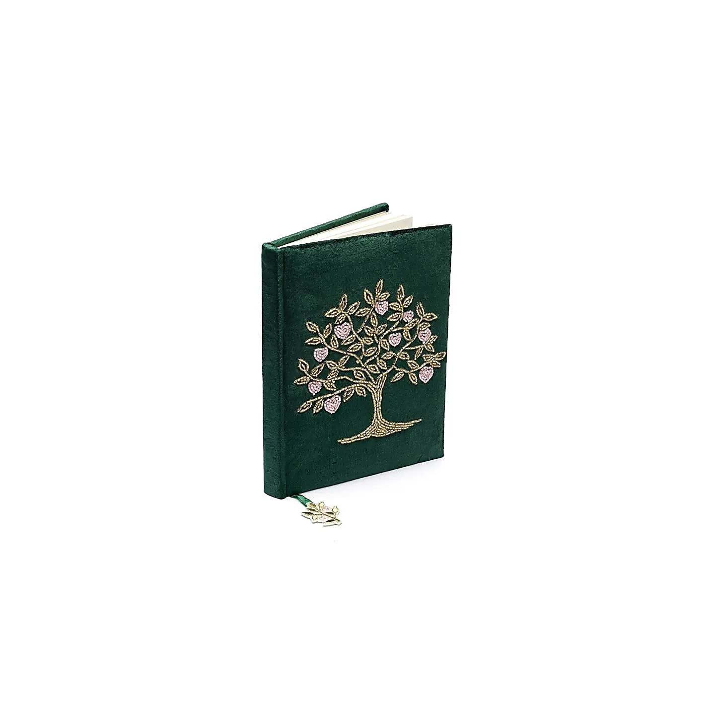 Carnet velours vert avec Arbre de Vie et cœurs | Pieralune