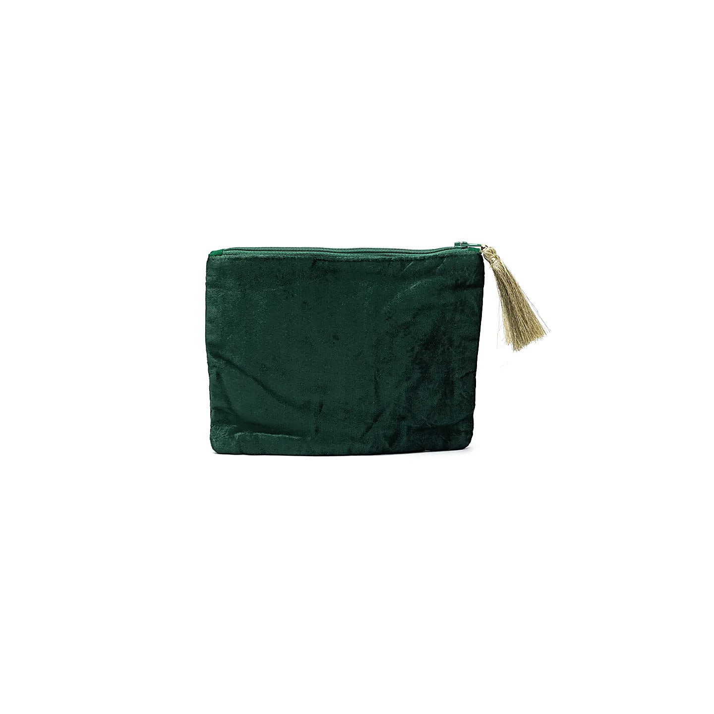 Pochette zippée en velours vert avec Arbre de Vie et cœurs | Pieralune