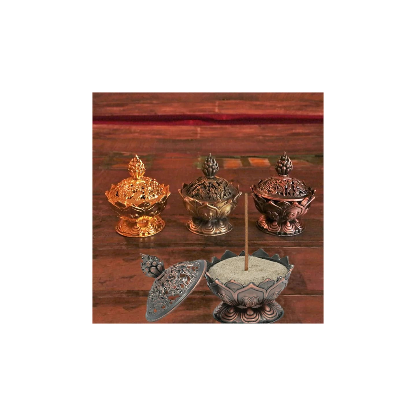 Brûleur d’encens Lotus couleur cuivre | Pieralune