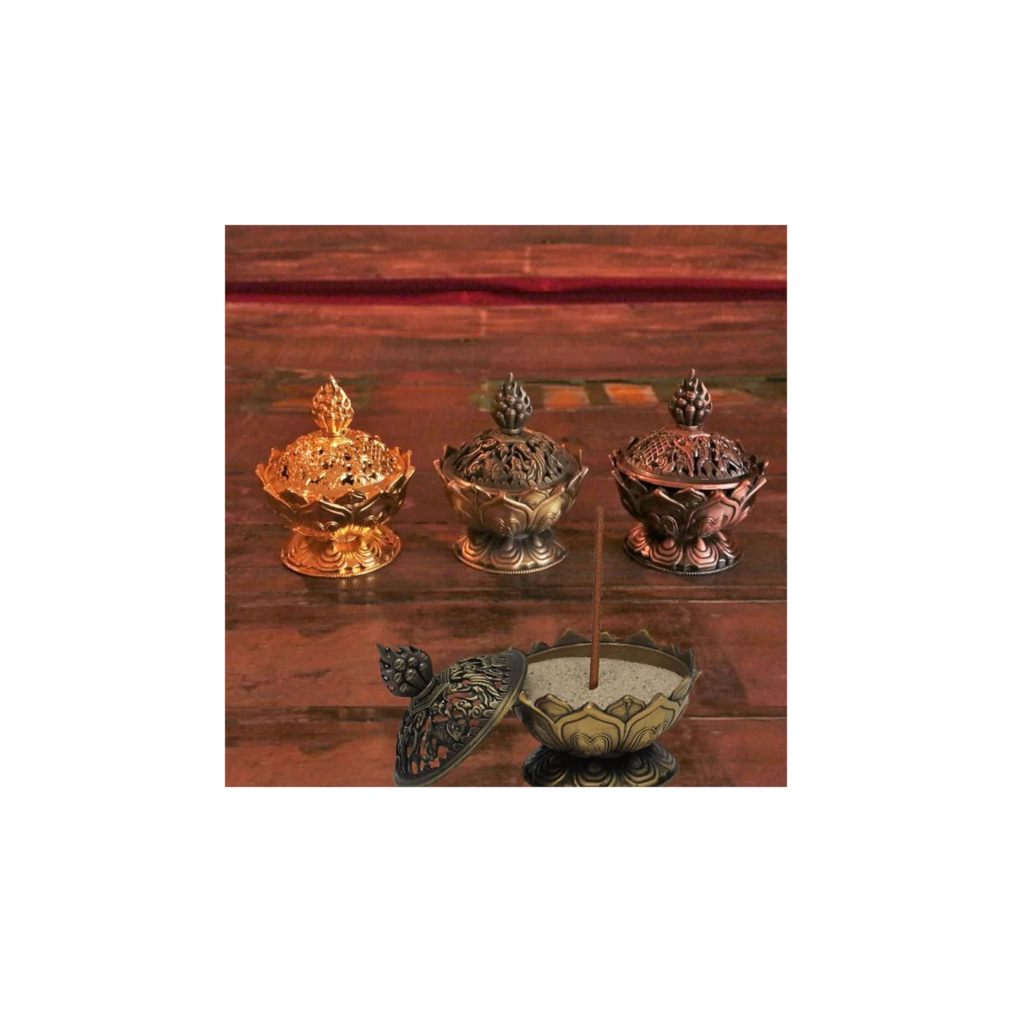 Brûleur d’encens Lotus couleur bronze | Pieralune