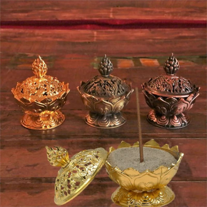 Brûleur d’encens Lotus couleur or | Pieralune