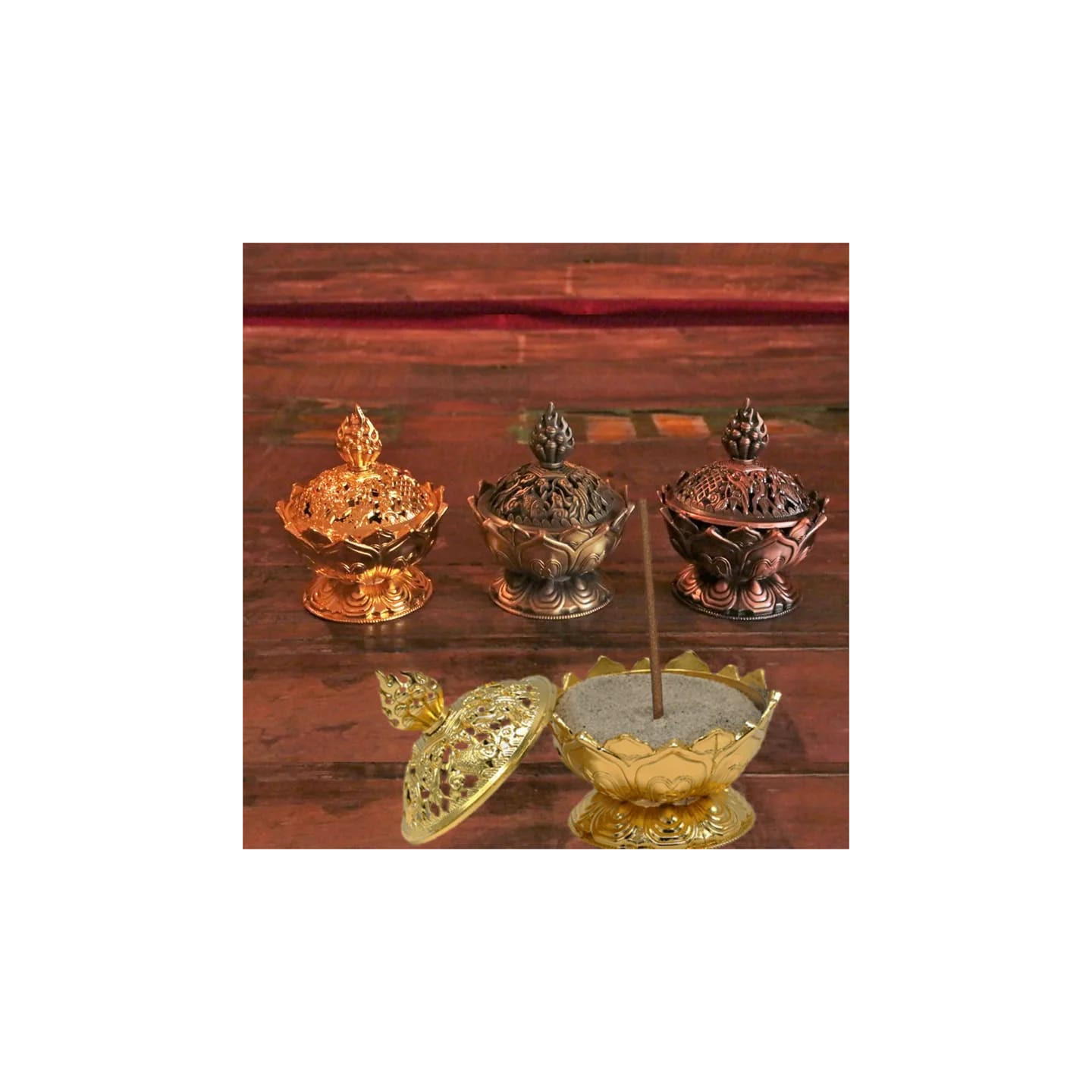 Brûleur d’encens Lotus couleur or | Pieralune