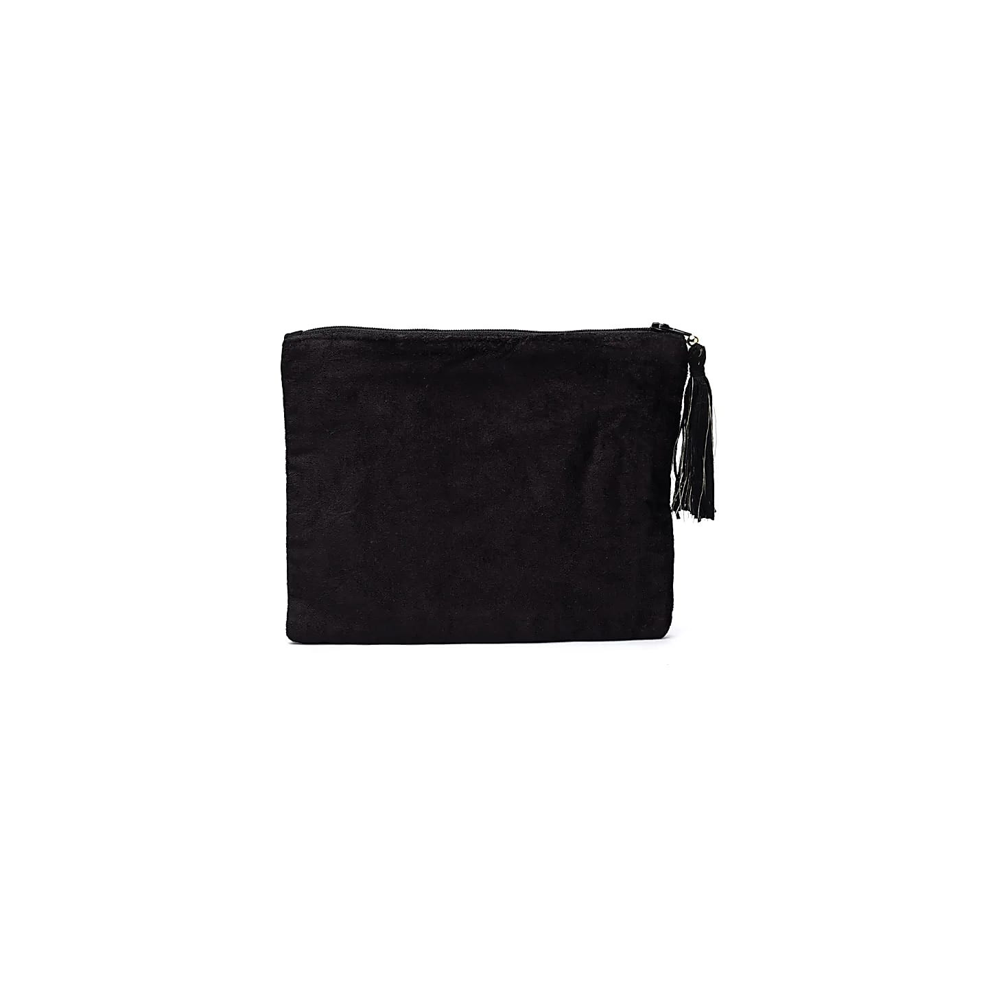 Pochette zippée en velours noir avec phases lunaires | Pieralune