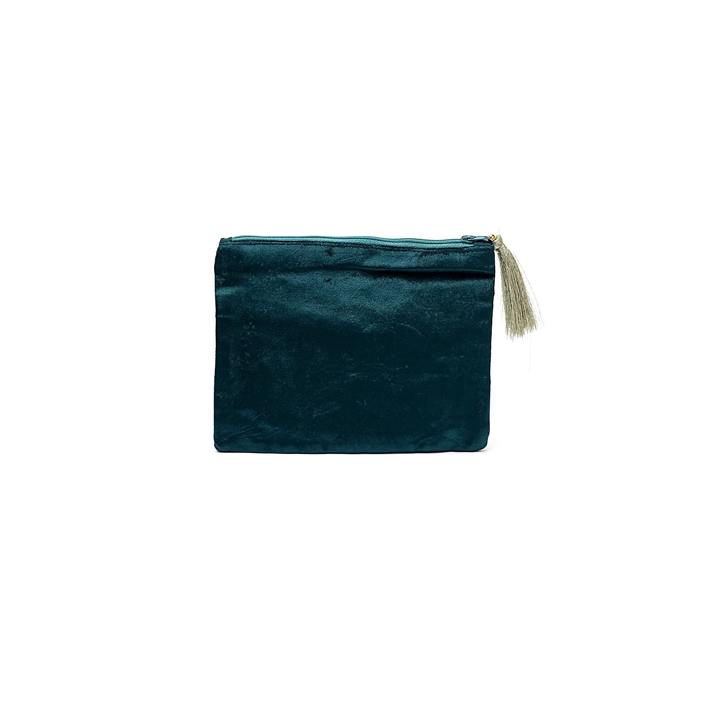 Pochette zippée en velours pétrole avec Graine de Vie | Pieralune