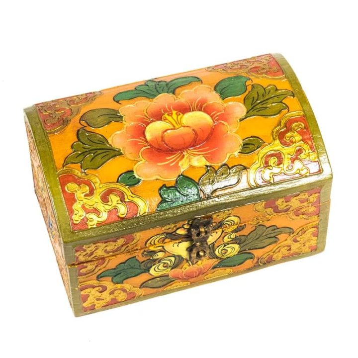 Coffret à trésor tibétain avec lotus petit | Pieralune