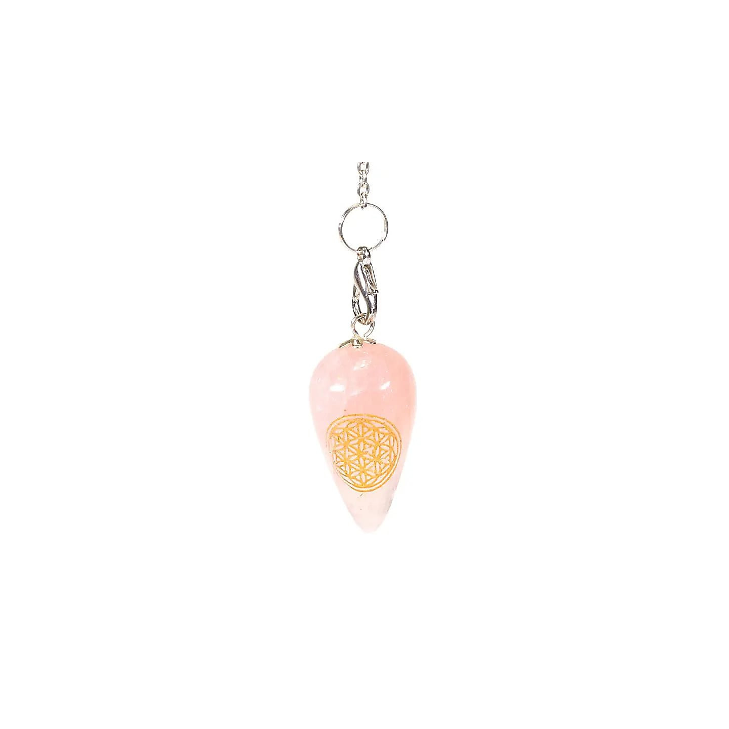 Pendule Quartz Rose forme de goutte avec Fleur de Vie | Pieralune