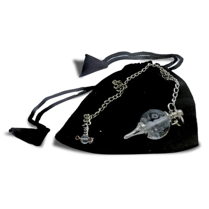 Pendule cristal de roche poli et métal | Pieralune