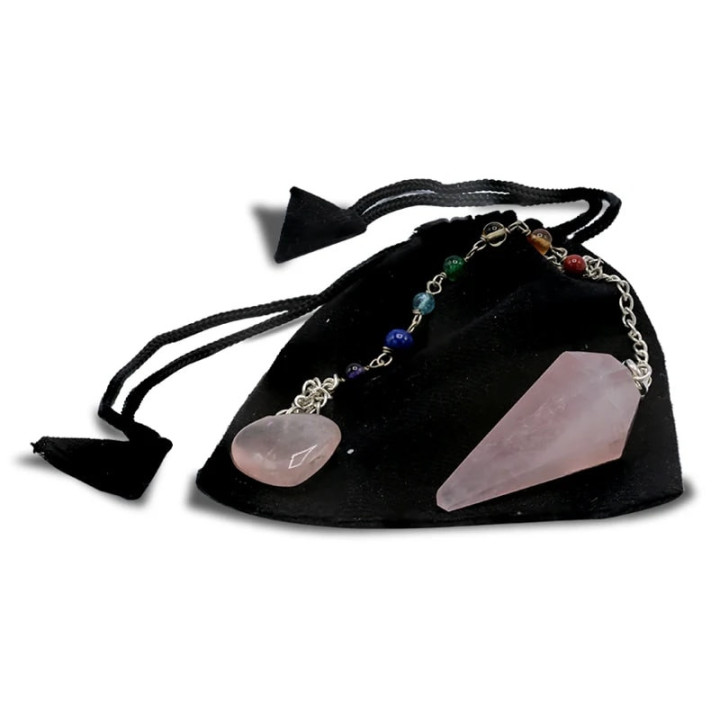 Pendule Quartz Rose chaînette 7 Chakra | Pieralune