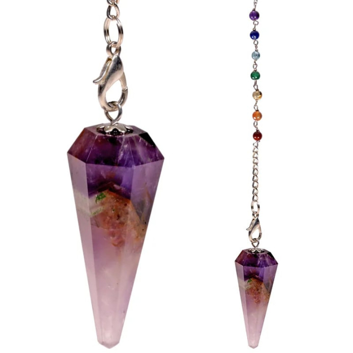 Pendule Améthyste chaînette 7 Chakra | Pieralune