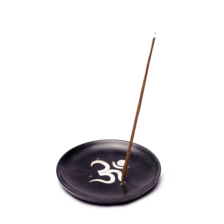 Brûle encens OHM blanc pierre Ollaire noire | Pieralune