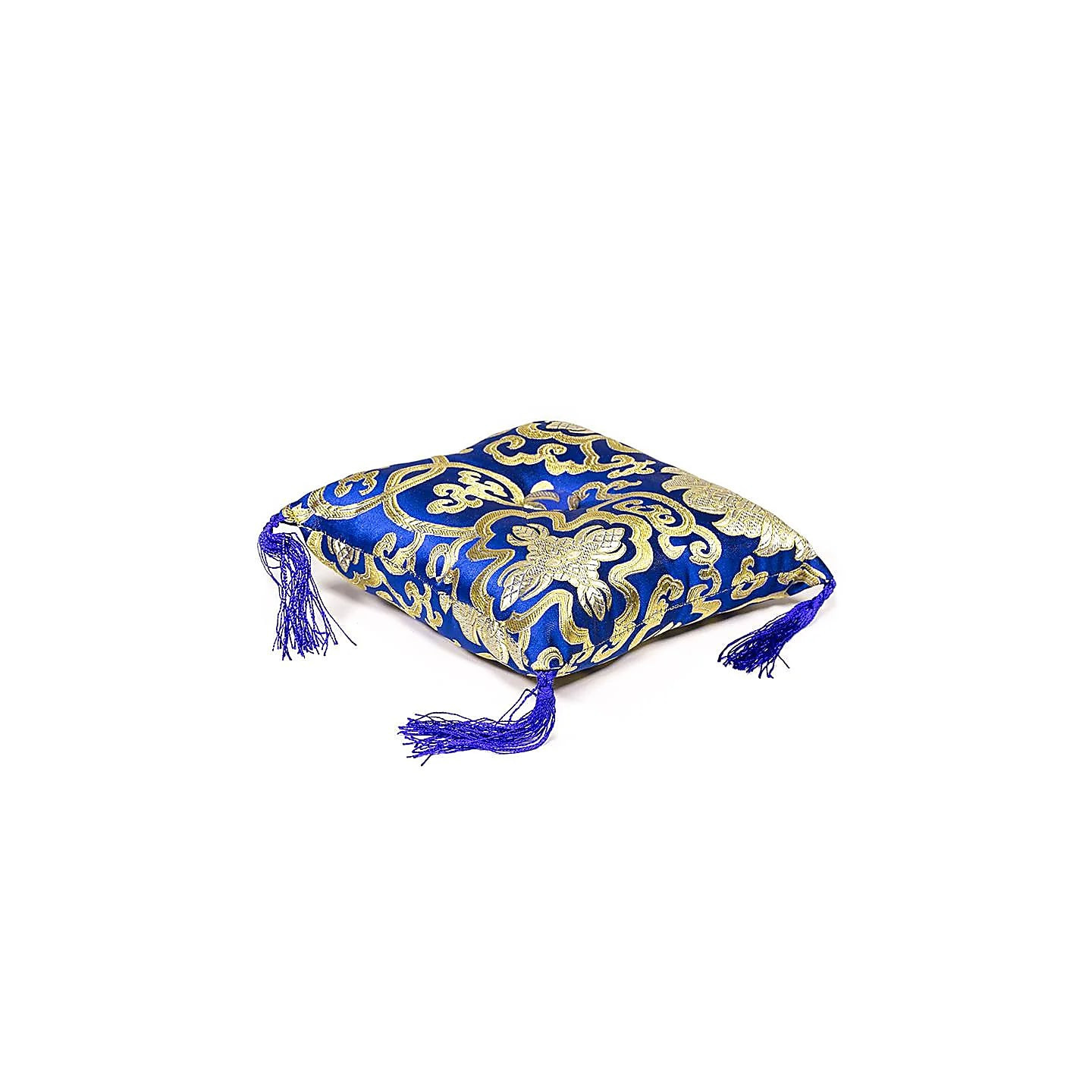 Coussin bleu fleuri pour bol tibétain | Pieralune