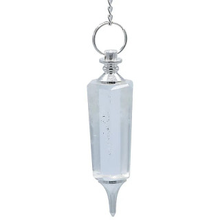 Pendule cristal roche facetté et métal | Pieralune