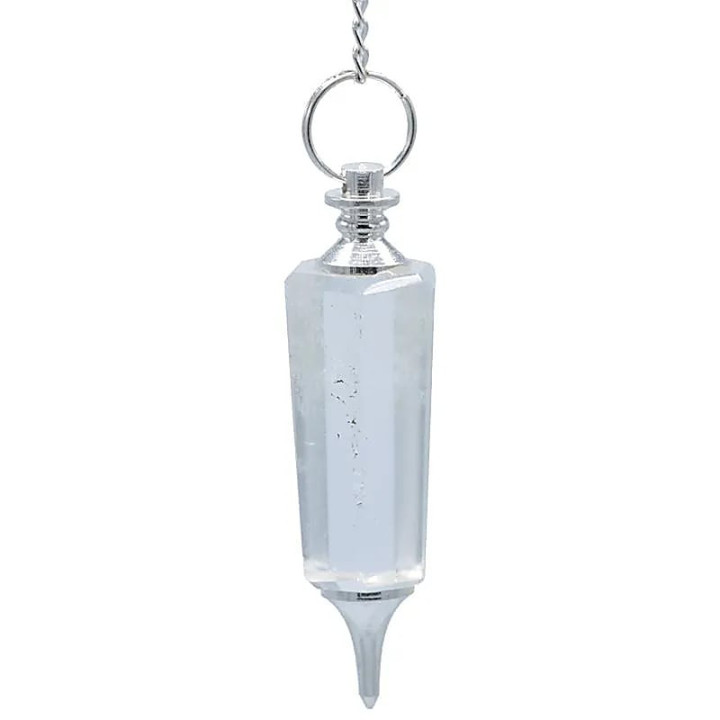 Pendule cristal roche facetté et métal | Pieralune