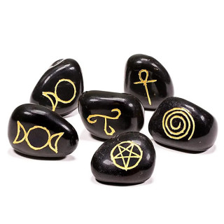 Symboles Wicca agate noire SET de 6 | Pieralune
