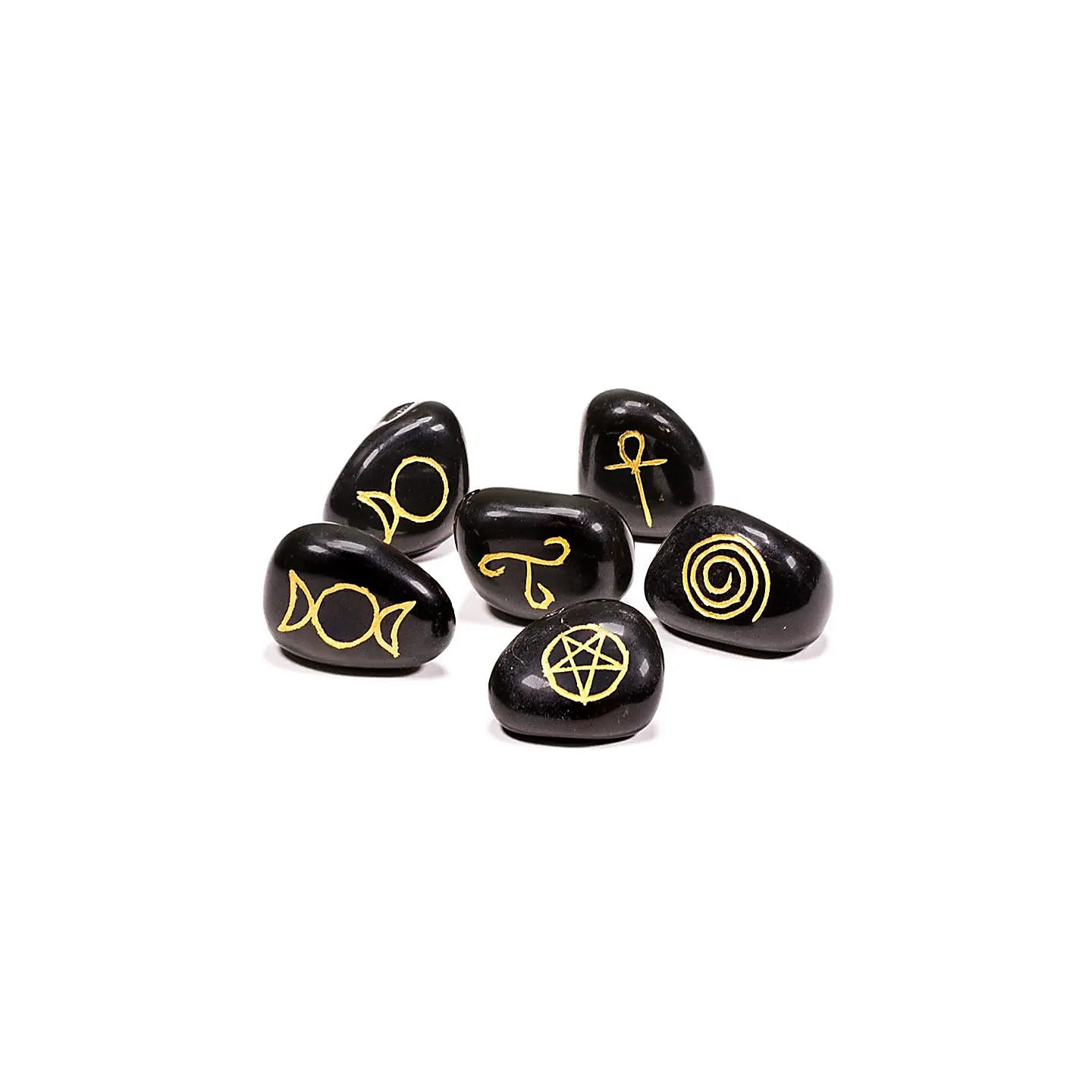 Symboles Wicca agate noire SET de 6 | Pieralune