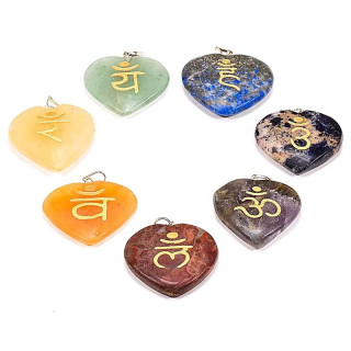SET pendentifs cœurs symb. Chakra sanscrit | Pieralune