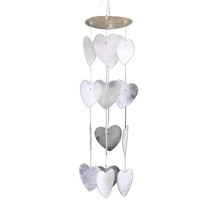 Mobile petits cœurs blancs coquillage capiz | Pieralune