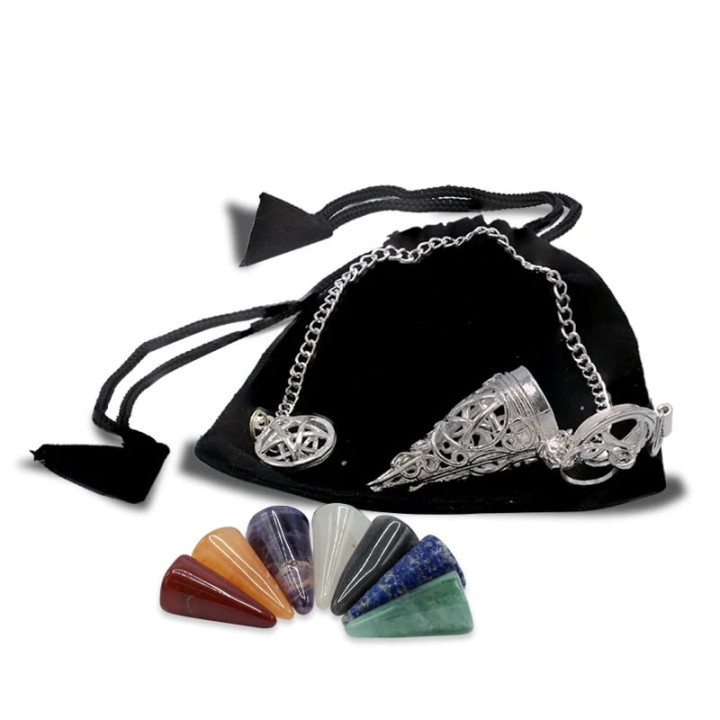 Pendule Pentacle avec pierres 7 Chakra | Pieralune