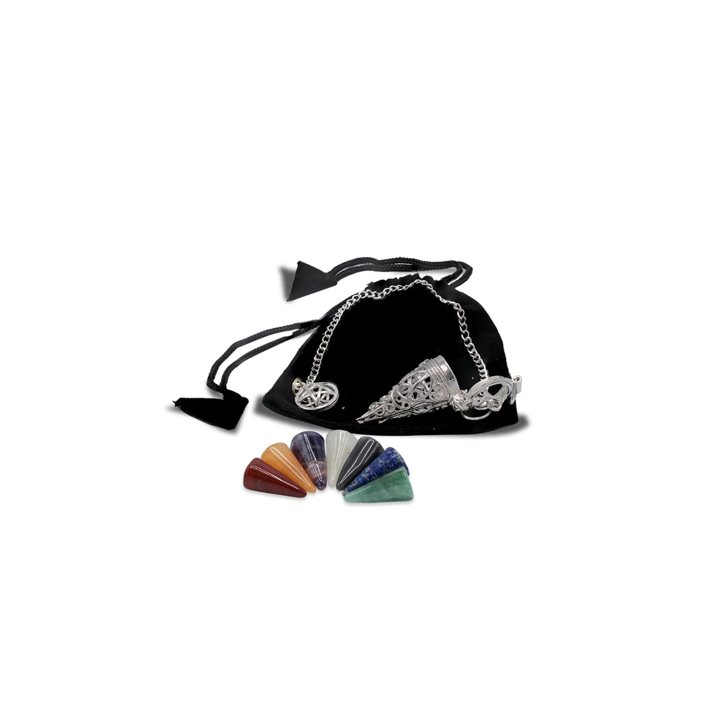 Pendule Pentacle avec pierres 7 Chakra | Pieralune