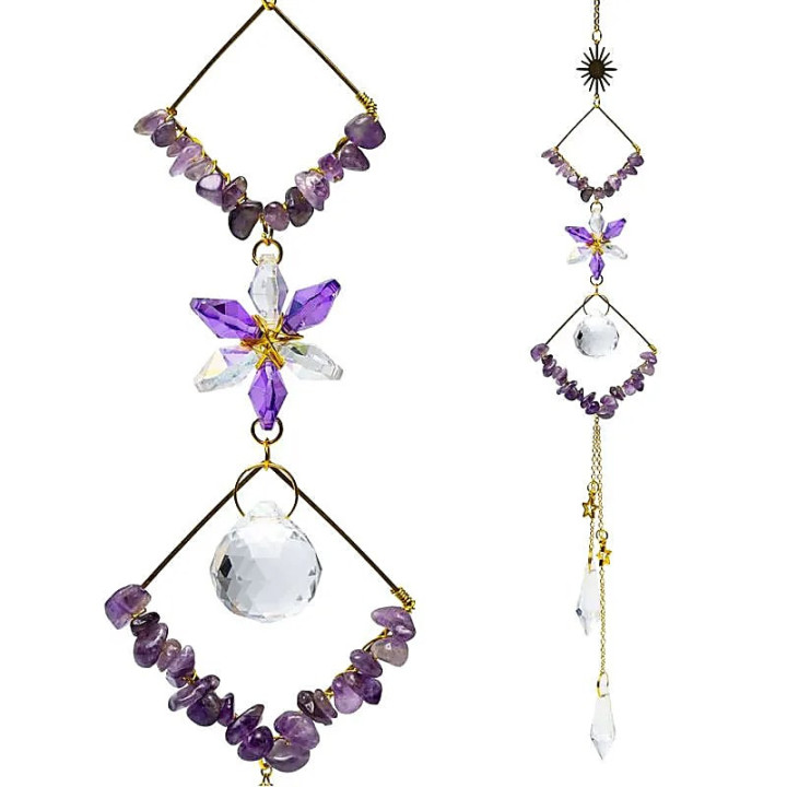Attrape-soleil avec pierres d'améthyste et losanges | Pieralune