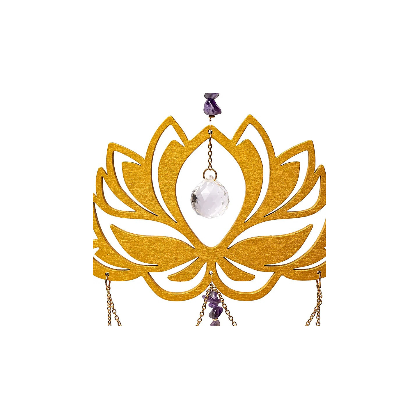 Attrape-soleil avec lotus, améthyste et sphères de cristal | Pieralune