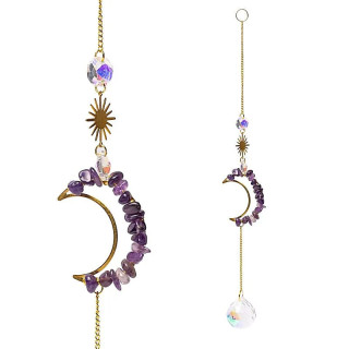 Attrape-soleil avec lune en améthyste et sphère de cristal | Pieralune