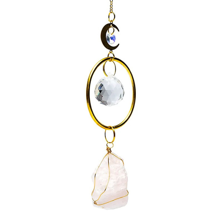 Attrape-soleil avec lune et quartz rose | Pieralune