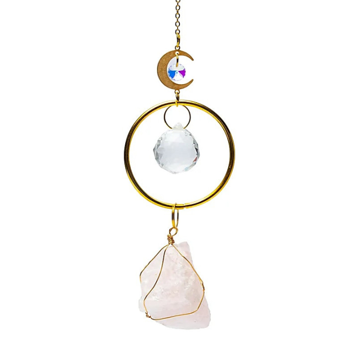 Attrape-soleil avec lune et quartz rose | Pieralune