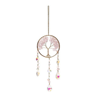 Attrape-soleil avec arbre de vie et quartz rose | Pieralune