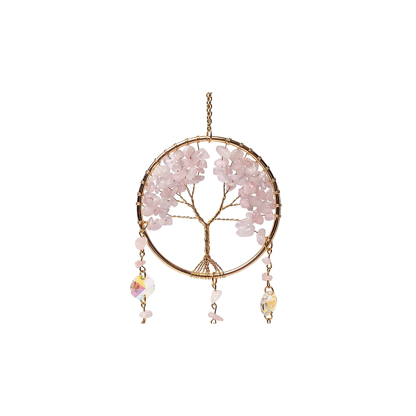 Attrape-soleil avec arbre de vie et quartz rose | Pieralune