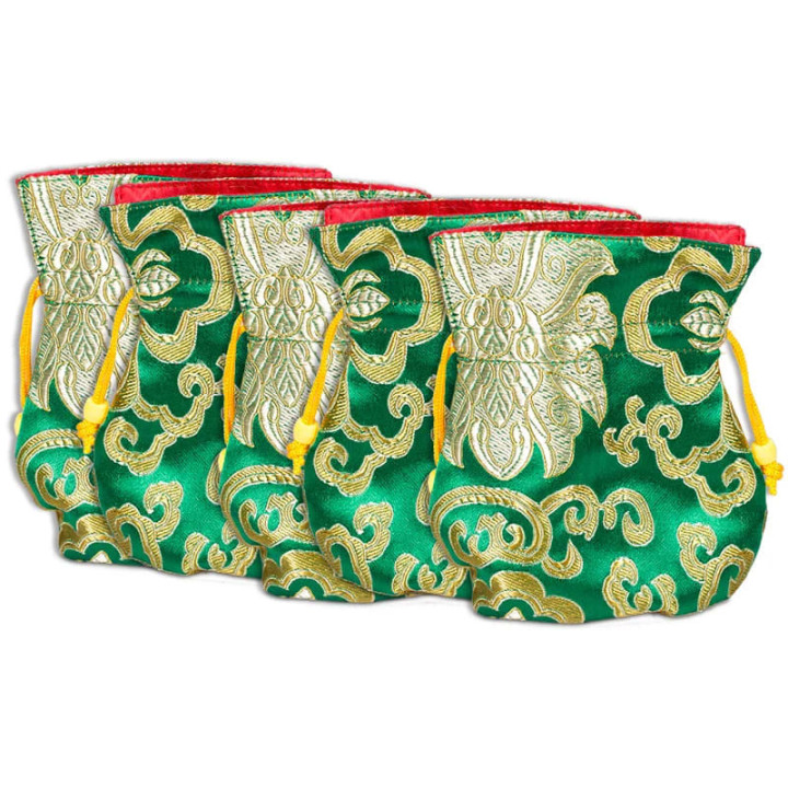 Bourse lotus brocart vert doublée | Pieralune