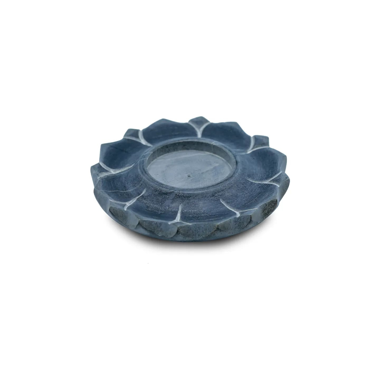 Bougeoir/brûle encens lotus en pierre ollaire gris | Pieralune