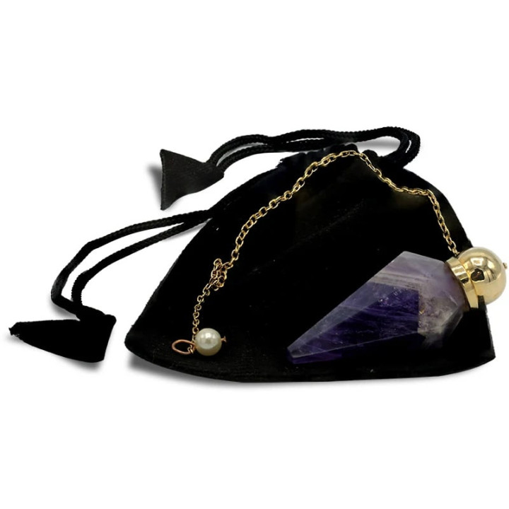 Pendule Améthyste facetté en pointe orné perle | Pieralune