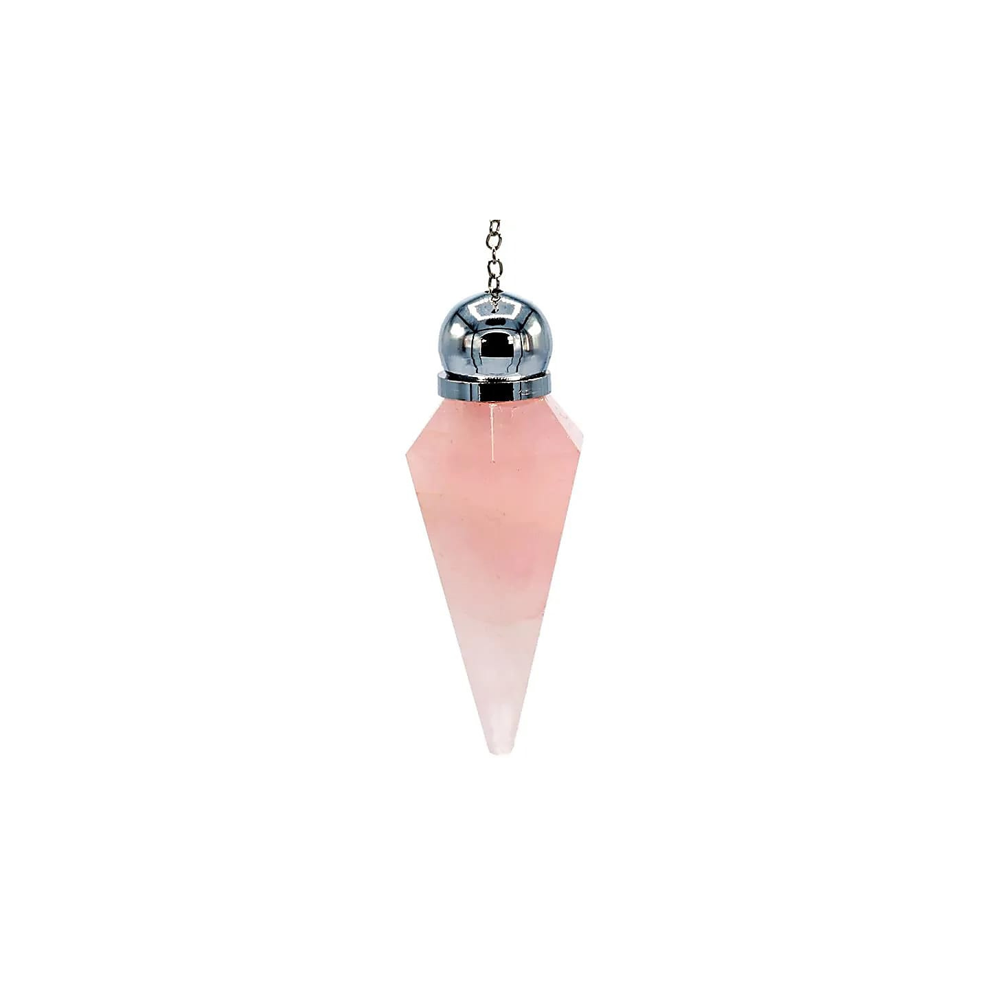 Pendule Quartz rose facetté en pointe orné perle | Pieralune