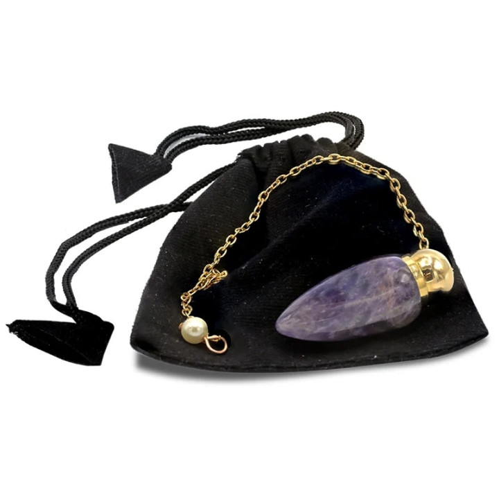 Pendule Améthyste plaqué laiton | Pieralune