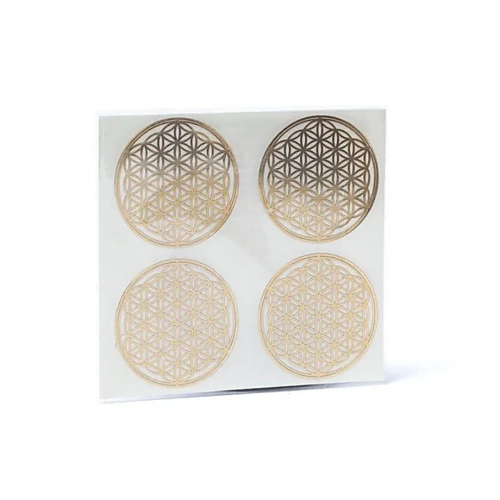 Adhésif métal Fleur de Vie doré 4x | Pieralune